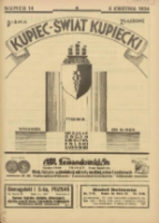 Kupiec-Świat Kupiecki; pisma złączone; oficjalny organ kupiectwa Polski Zachodniej 1934.04.06 R.28 Nr14