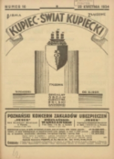 Kupiec-Świat Kupiecki; pisma złączone; oficjalny organ kupiectwa Polski Zachodniej 1934.04.20 R.28 Nr16