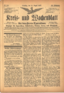 Kreis- und Wochenblatt f&uuml;r den Kreis Czarnikau: Anzeiger f&uuml;r Czarnikau, Sch&ouml;nlanke, Filehne, Kreuz, und Umgegend. 1897.08.31 Jg.45 Nr100
