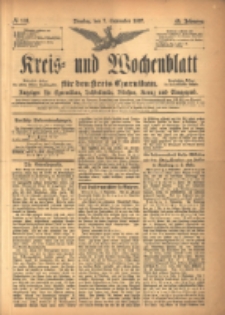 Kreis- und Wochenblatt f&uuml;r den Kreis Czarnikau: Anzeiger f&uuml;r Czarnikau, Sch&ouml;nlanke, Filehne, Kreuz, und Umgegend. 1897.09.07 Jg.45 Nr103