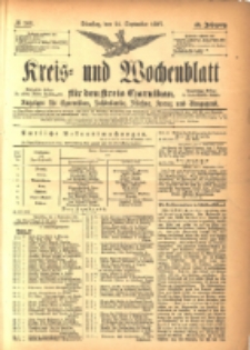 Kreis- und Wochenblatt f&uuml;r den Kreis Czarnikau: Anzeiger f&uuml;r Czarnikau, Sch&ouml;nlanke, Filehne, Kreuz, und Umgegend. 1897.09.14 Jg.45 Nr106