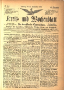 Kreis- und Wochenblatt f&uuml;r den Kreis Czarnikau: Anzeiger f&uuml;r Czarnikau, Sch&ouml;nlanke, Filehne, Kreuz, und Umgegend. 1897.09.21 Jg.45 Nr109