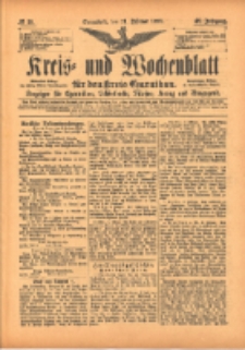 Kreis- und Wochenblatt f&uuml;r den Kreis Czarnikau: Anzeiger f&uuml;r Czarnikau, Sch&ouml;nlanke, Filehne, Kreuz, und Umgegend. 1899.02.11 Jg.47 Nr18