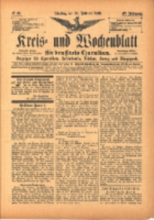 Kreis- und Wochenblatt f&uuml;r den Kreis Czarnikau: Anzeiger f&uuml;r Czarnikau, Sch&ouml;nlanke, Filehne, Kreuz, und Umgegend. 1899.02.21 Jg.47 Nr22