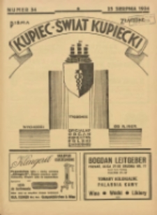 Kupiec-Świat Kupiecki; pisma złączone; oficjalny organ kupiectwa Polski Zachodniej 1934.08.25 R.28 Nr34