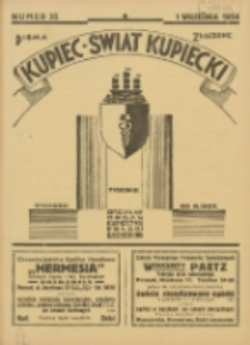 Kupiec-Świat Kupiecki; pisma złączone; oficjalny organ kupiectwa Polski Zachodniej 1934.09.01 R.28 Nr35