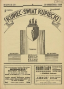 Kupiec-Świat Kupiecki; pisma złączone; oficjalny organ kupiectwa Polski Zachodniej 1934.09.29 R.28 Nr39