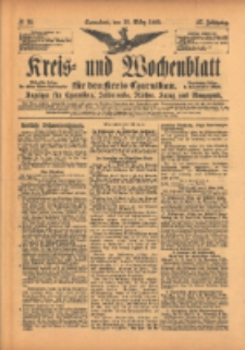 Kreis- und Wochenblatt f&uuml;r den Kreis Czarnikau: Anzeiger f&uuml;r Czarnikau, Sch&ouml;nlanke, Filehne, Kreuz, und Umgegend. 1899.03.18 Jg.47 Nr33