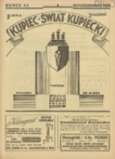 Kupiec-Świat Kupiecki; pisma złączone; oficjalny organ kupiectwa Polski Zachodniej 1934.10.20 R.28 Nr42