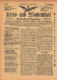 Kreis- und Wochenblatt f&uuml;r den Kreis Czarnikau: Anzeiger f&uuml;r Czarnikau, Sch&ouml;nlanke, Filehne, Kreuz, und Umgegend. 1899.04.01 Jg.47 Nr39