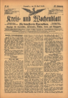 Kreis- und Wochenblatt f&uuml;r den Kreis Czarnikau: Anzeiger f&uuml;r Czarnikau, Sch&ouml;nlanke, Filehne, Kreuz, und Umgegend. 1899.04.13 Jg.47 Nr43