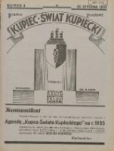 Kupiec-Świat Kupiecki; pisma złączone; oficjalny organ kupiectwa Polski Zachodniej 1935.01.25 R.29 Nr4