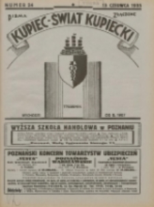 Kupiec-Świat Kupiecki; pisma złączone; oficjalny organ kupiectwa Polski Zachodniej 1935.06.13 R.29 Nr24
