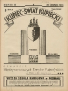 Kupiec-Świat Kupiecki; pisma złączone; oficjalny organ kupiectwa Polski Zachodniej 1935.06.20 R.29 Nr25; Międzynarodowe Targi Futrzarskie Wilno 29 czerwiec 1935