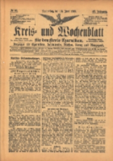 Kreis- und Wochenblatt f&uuml;r den Kreis Czarnikau: Anzeiger f&uuml;r Czarnikau, Sch&ouml;nlanke, Filehne, Kreuz, und Umgegend. 1899.06.15 Jg.47 Nr68