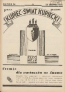 Kupiec-Świat Kupiecki; pisma złączone; oficjalny organ kupiectwa Polski Zachodniej 1935.08.23 R.29 Nr34