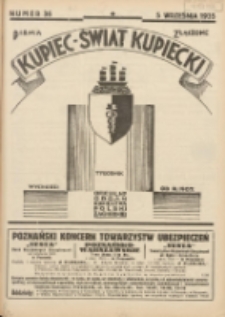 Kupiec-Świat Kupiecki; pisma złączone; oficjalny organ kupiectwa Polski Zachodniej 1935.09.05 R.29 Nr36