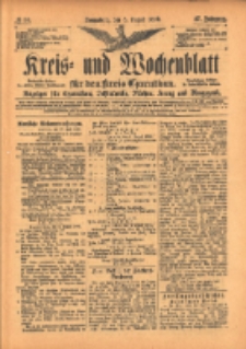 Kreis- und Wochenblatt f&uuml;r den Kreis Czarnikau: Anzeiger f&uuml;r Czarnikau, Sch&ouml;nlanke, Filehne, Kreuz, und Umgegend. 1899.08.05 Jg.47 Nr90