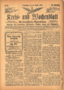 Kreis- und Wochenblatt f&uuml;r den Kreis Czarnikau: Anzeiger f&uuml;r Czarnikau, Sch&ouml;nlanke, Filehne, Kreuz, und Umgegend. 1899.08.10 Jg.47 Nr92
