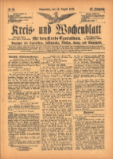 Kreis- und Wochenblatt f&uuml;r den Kreis Czarnikau: Anzeiger f&uuml;r Czarnikau, Sch&ouml;nlanke, Filehne, Kreuz, und Umgegend. 1899.08.12 Jg.47 Nr93