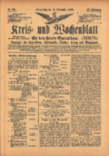 Kreis- und Wochenblatt f&uuml;r den Kreis Czarnikau: Anzeiger f&uuml;r Czarnikau, Sch&ouml;nlanke, Filehne, Kreuz, und Umgegend. 1899.09.09 Jg.47 Nr105