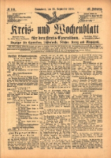 Kreis- und Wochenblatt f&uuml;r den Kreis Czarnikau: Anzeiger f&uuml;r Czarnikau, Sch&ouml;nlanke, Filehne, Kreuz, und Umgegend. 1899.09.16 Jg.47 Nr108