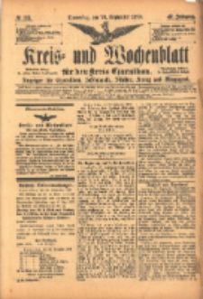 Kreis- und Wochenblatt f&uuml;r den Kreis Czarnikau: Anzeiger f&uuml;r Czarnikau, Sch&ouml;nlanke, Filehne, Kreuz, und Umgegend. 1899.09.28 Jg.47 Nr113