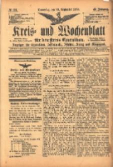 Kreis- und Wochenblatt für den Kreis Czarnikau: Anzeiger für Czarnikau, Schönlanke, Filehne, Kreuz, und Umgegend. 1899.09.28 Jg.47 Nr113