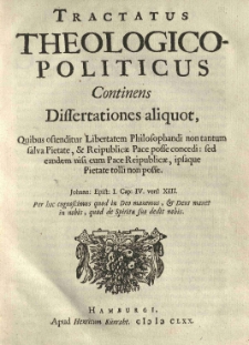 Tractatus theologico-politicus continens dissertationes aliquot [...]