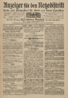 Anzeiger f&uuml;r den Netzedistrikt Kreis- und Wochenblatt f&uuml;r Kreis und Stadt Czarnikau 1911.04.25 Jg.59 Nr49