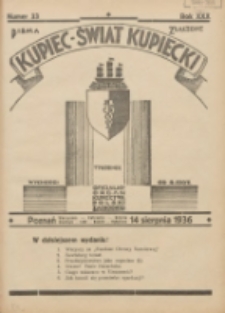 Kupiec-Świat Kupiecki; pisma złączone; oficjalny organ kupiectwa Polski Zachodniej 1936.08.14 R.30 Nr33