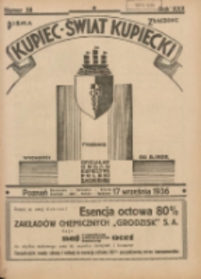 Kupiec-Świat Kupiecki; pisma złączone; oficjalny organ kupiectwa Polski Zachodniej 1936.09.17 R.30 Nr38