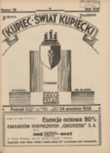 Kupiec-Świat Kupiecki; pisma złączone; oficjalny organ kupiectwa Polski Zachodniej 1936.09.24 R.30 Nr39