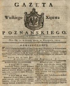 Gazeta Wielkiego Xięstwa Poznańskiego 1820.08.02 Nr62