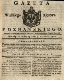 Gazeta Wielkiego Xięstwa Poznańskiego 1820.08.09 Nr64