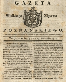 Gazeta Wielkiego Xięstwa Poznańskiego 1820.09.13 Nr74