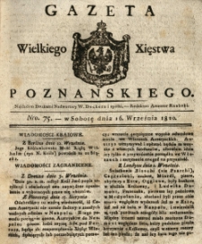 Gazeta Wielkiego Xięstwa Poznańskiego 1820.09.16 Nr75