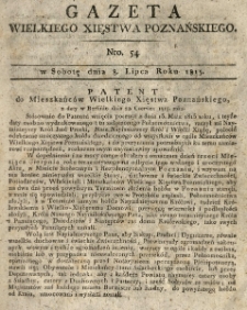 Gazeta Wielkiego Xięstwa Poznańskiego 1815.07.08 Nr54