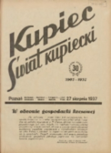 Kupiec-Świat Kupiecki; pisma złączone; oficjalny organ kupiectwa Polski Zachodniej 1937.08.27 R.31 Nr33