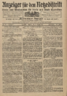 Anzeiger f&uuml;r den Netzedistrikt Kreis- und Wochenblatt f&uuml;r Kreis und Stadt Czarnikau 1911.08.01 Jg.59 Nr90
