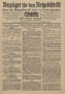 Anzeiger f&uuml;r den Netzedistrikt Kreis- und Wochenblatt f&uuml;r Kreis und Stadt Czarnikau 1911.08.03 Jg.59 Nr91
