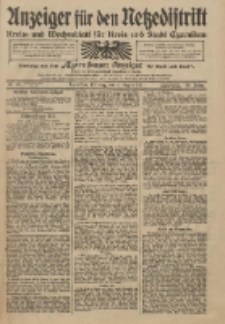 Anzeiger f&uuml;r den Netzedistrikt Kreis- und Wochenblatt f&uuml;r Kreis und Stadt Czarnikau 1911.08.08 Jg.59 Nr93