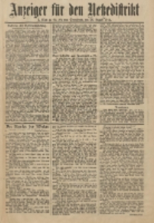 Anzeiger f&uuml;r den Netzedistrikt Kreis- und Wochenblatt f&uuml;r Kreis und Stadt Czarnikau 1911.08.26 Jg.59 Nr101