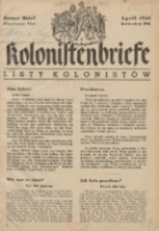 Kolonistenbriefe, April 1941, Erster Brief = Listy Kolonist&oacute;w, Kwiecień 1941, Pierwszy list