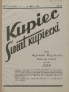 Kupiec-Świat Kupiecki; pisma złączone; oficjalny organ kupiectwa Polski Zachodniej 1938.07.09 R.32 Nr29