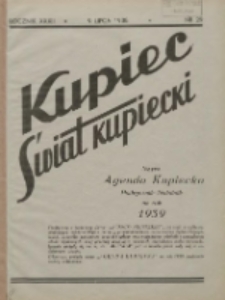 Kupiec-Świat Kupiecki; pisma złączone; oficjalny organ kupiectwa Polski Zachodniej 1938.07.09 R.32 Nr29
