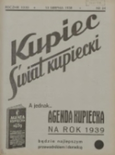 Kupiec-Świat Kupiecki; pisma złączone; oficjalny organ kupiectwa Polski Zachodniej 1938.08.13 R.32 Nr34