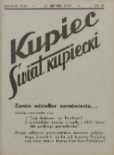 Kupiec-Świat Kupiecki; pisma złączone; oficjalny organ kupiectwa Polski Zachodniej 1938.08.27 R.32 Nr36