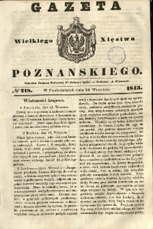 Gazeta Wielkiego Xięstwa Poznańskiego 1843.09.18 Nr218