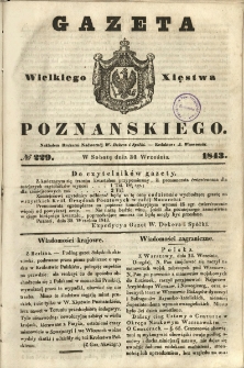 Gazeta Wielkiego Xięstwa Poznańskiego 1843.09.30 Nr229
